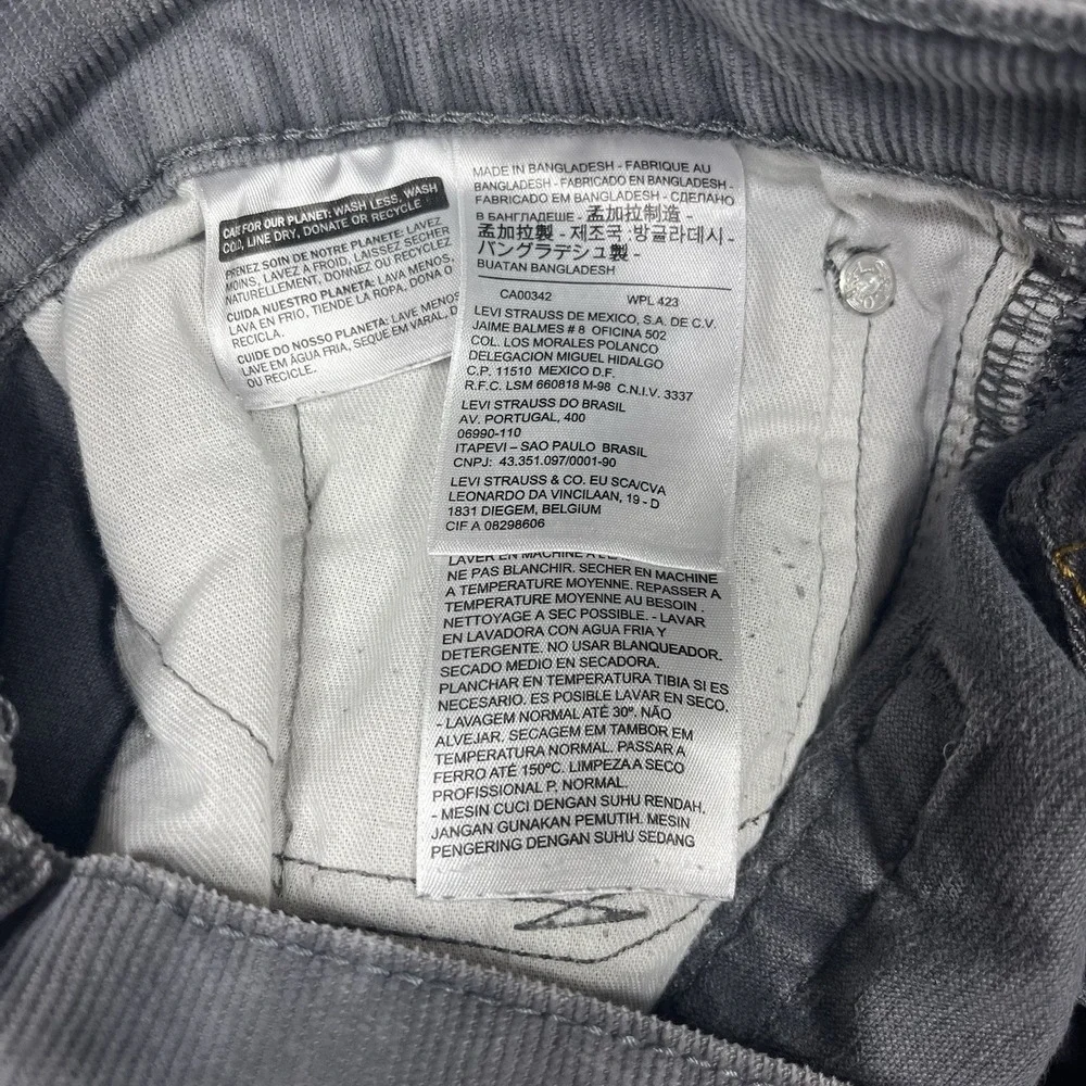 Levi's 514 Corduroy pants Men's 34x29 Gray‎ Straight Fit